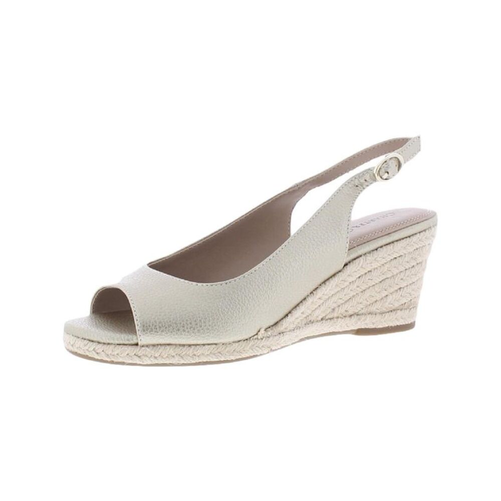 CHARTER CLUB Womens Gold Espadrille Tamaare Round Toe Wedge Slingback Sandal 9 M
